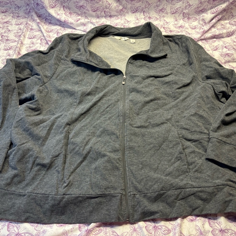 🕸️Liz Claiborne Gray Full-Zip Sweatshirt